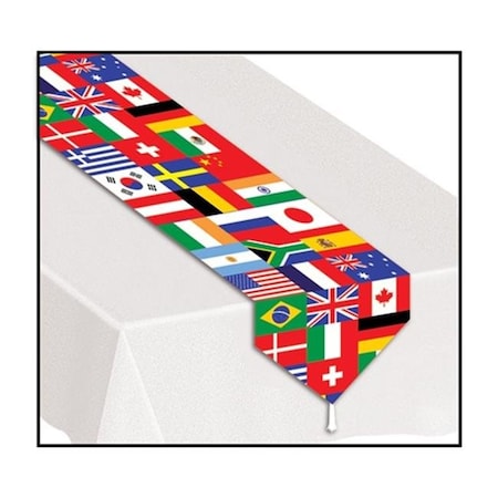 Beistle 57905 Printed International Flag Table Runner - Pack Of 12